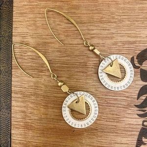 Up-cycled, Vintage Watch Calendar, Brass Earrings by whisperedHEART